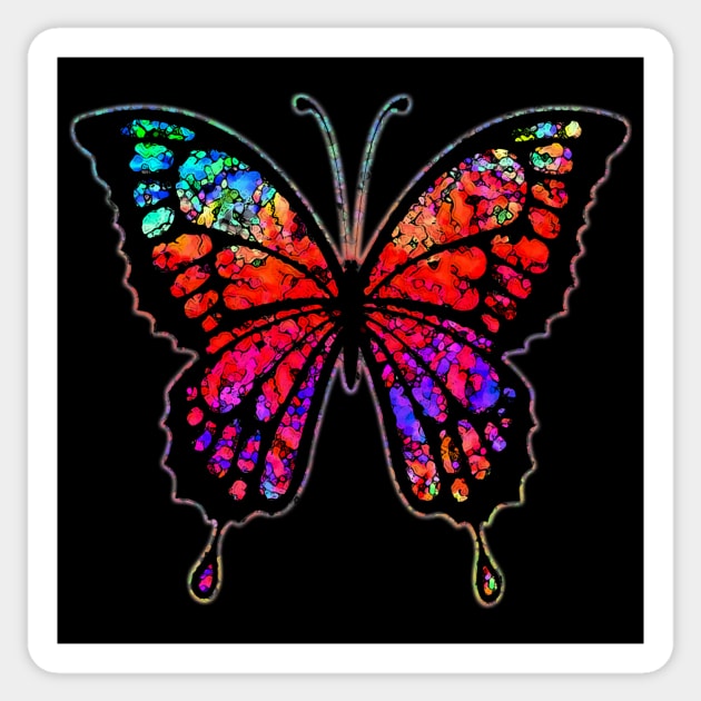 Psychedelic Butterfly Sticker by bronzarino